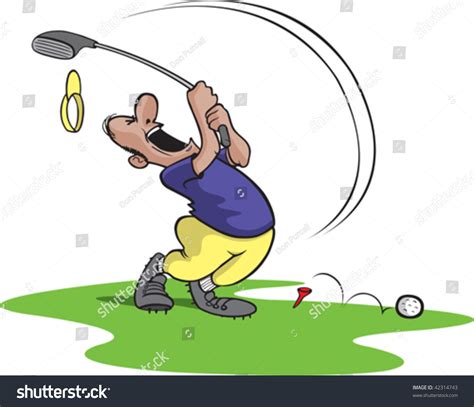 A Bad Cartoon Golfer Swinging And Missing. Golfer And Grass Are On Separate Layers. Stock Vector ...