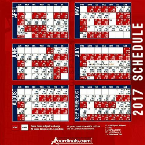 St Louis Cardinals Printable Schedule