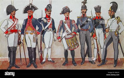 Fashion, clothes, uniforms in Europe, Prussian military, 1806, illustration, Germany Stock Photo ...