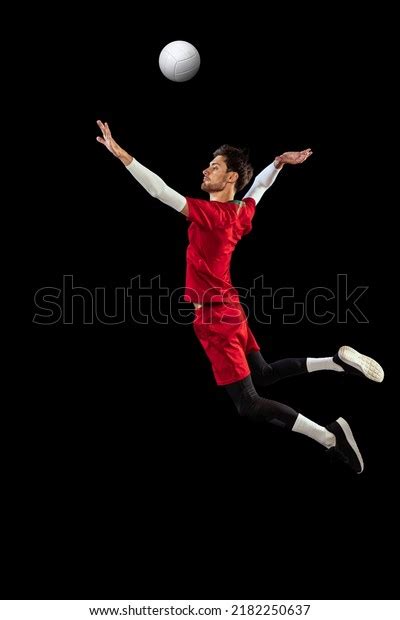 Portrait Young Man Volleyball Player Motion Stock Photo 2182250637 ...