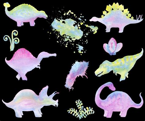 Rainbow Dinosaur Clipart / Dinosaur Baby Shower Clipart / | Etsy