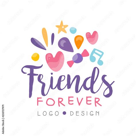 Friends forever logo design, Happy Friendship Day colorful template for banner, poster, greeting ...