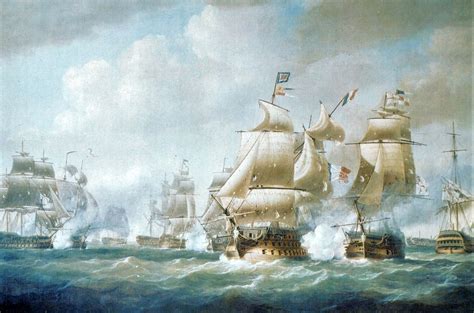 French and British ships fighting at the battle of Santo Domingo ...