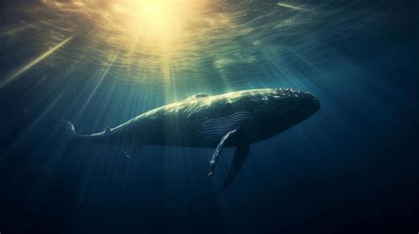 Premium AI Image | blue whale swims in the ocean underwater