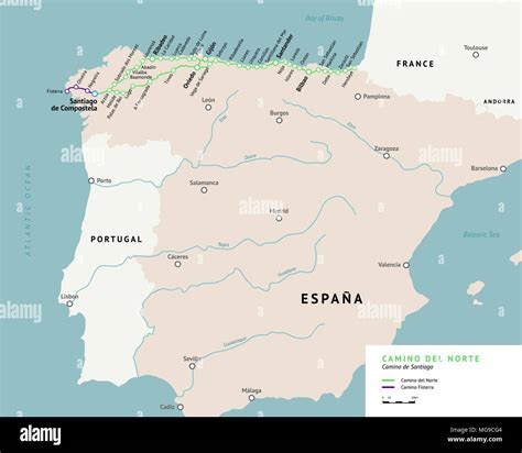 Camino del Norte map. Camino De Santiago or The Way of St.James ...