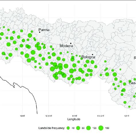 | Landslide locations 1981-2018 in the region of Emilia-Romagna.... | Download Scientific Diagram