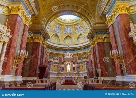 Interior of St. Stephen`s Basilica, a Cathedral in Budapest, Hungary ...