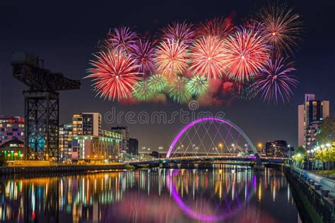 Glasgow (Scotland, UK) with Fireworks during New Year S Celebration Stock Photo - Image of ...