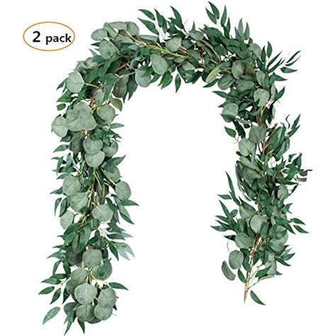 6.5 Feet Artificial Silver Dollar Eucalyptus Leaves Garland Willow ...