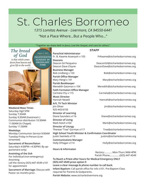 St. Charles Borromeo Catholic Church Bulletin Draft by quinngraphic - Issuu