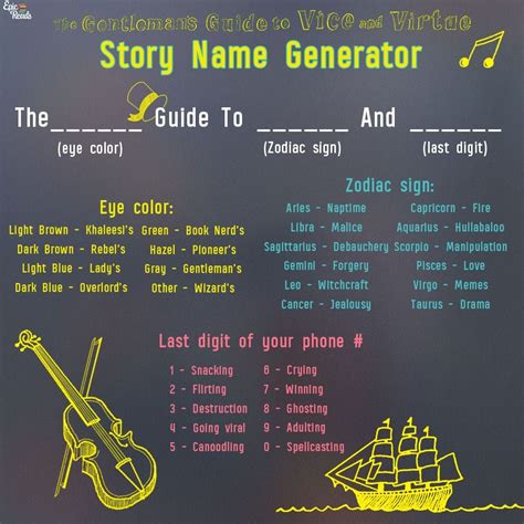 The Gentleman's Guide To Vice and Virtue Story Name Generator! in 2020 | Story name generator ...