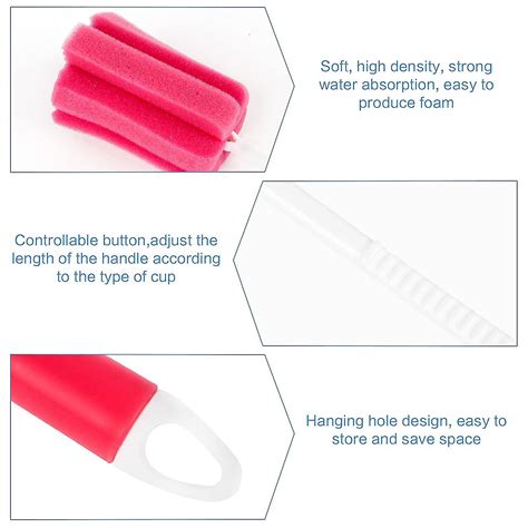 6 Pcs Sponge Bottle Brushes Adjustable Bottle Sponge Cleaning Brush ...