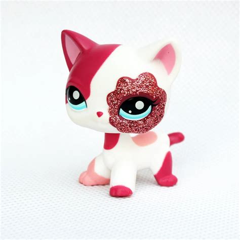 rare cat #2291 real original pet shop lps toys standing white red short ...