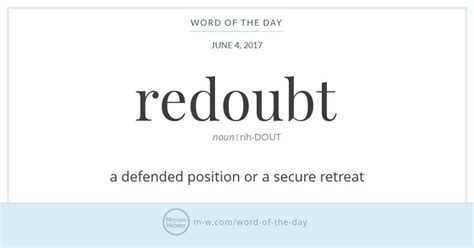 Word of the Day: Redoubt | Writing words, Word of the day, Vocabulary words