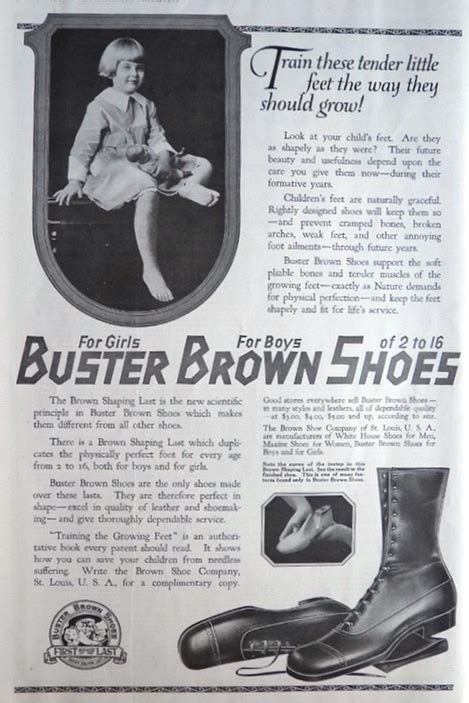 1919 Buster Brown Shoes Ad ~ Tender Little Feet, Vintage Clothing & Accessory Ads