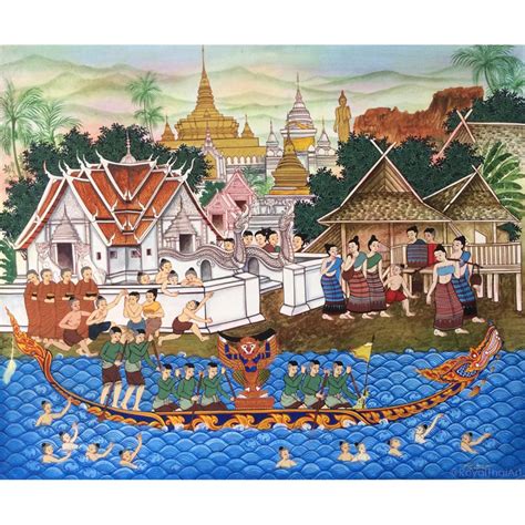 Buddhist Thai Temple Painting - Murals Art for Sale Online l Royal Thai Art