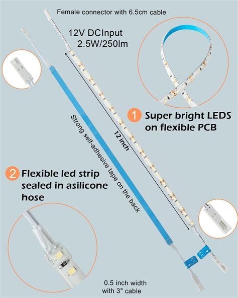 LED Under Shelf Display Case Lighting Kit 8×12" Linkable Lights Strips Set 20W | eBay