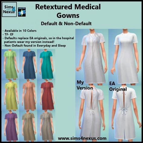 Medical Gown Retexture at Sims 4 Nexus » Sims 4 Updates | Sims 4, Sims ...