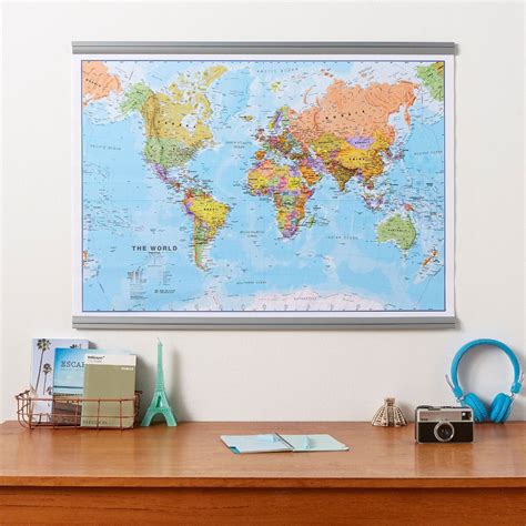 Kunstplakate Large huge laminated world map political atlas poster wall chart A1 size Kunst ...