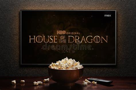 House of the Dragon Trailer or Movie on TV Screen. TV with Remote ...