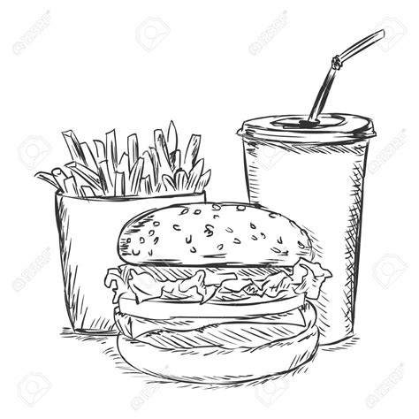 Burger And Fries Drawing at GetDrawings | Free download