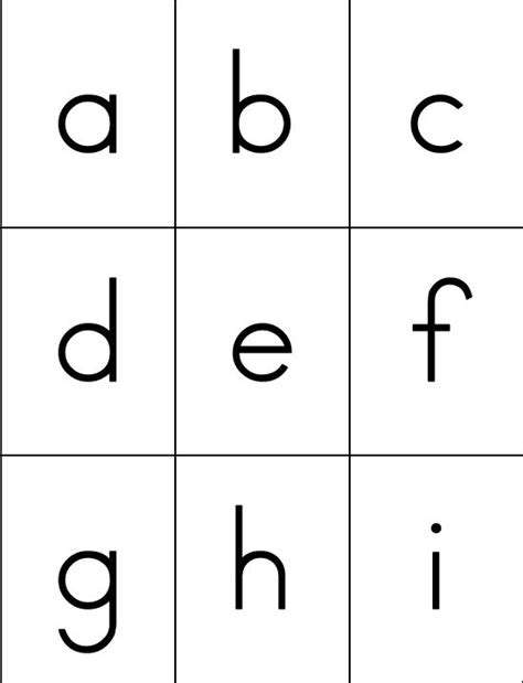 Printable Lower Case Alphabet Flash Cards