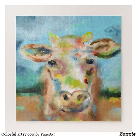 Colorful artsy cow jigsaw puzzle | Custom holiday card, Jigsaw puzzles, Puzzles gifts