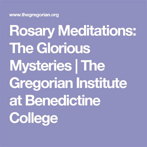 Rosary Meditations: The Glorious Mysteries | The Gregorian Institute at Benedictine College ...