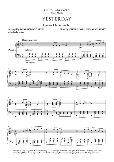 Yesterday Sheet Music | The Beatles | Piano Solo