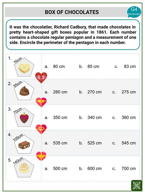 Perimeter of a Pentagon Valentine's Day Themed Worksheets | Aged 7-9