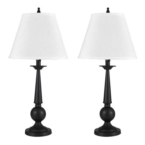 Globe Electric Set Of 2 Table Lamps 27-in Black Table Lamp with Fabric Shade (Set of 2) in the ...