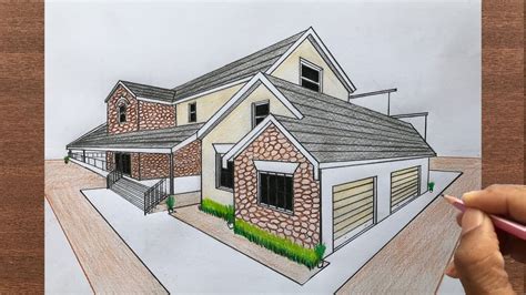 How to Draw a House in 2-point perspective Step by Step - YouTube