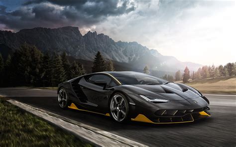 Download wallpapers Lamborghini Centenario, 2018, 4k, luxury supercar, black yellow Centenario ...