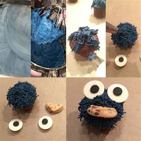 Tutorial how to create Cookie Monster cupcakes #cakedecor