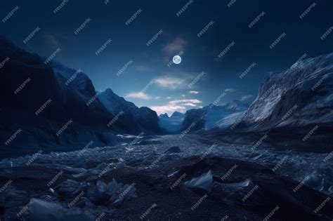 Premium AI Image | A dark landscape with a moon in the sky