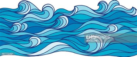 Vector illustration of sea waves. EPS10, AI CS, high res jpeg... | Ocean wave drawing, Ocean ...