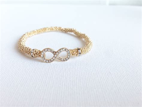 Gold Infinity Bracelet - Stretch Bracelet - Pave Gold Stretch Bracelet ...