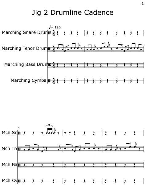 Jig 2 Drumline Cadence - Sheet music for Marching Snare Drums, Marching Tenor Drums, Marching ...