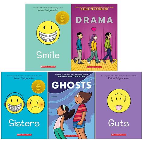 Raina Telgemeier Collection 5 Books Set (Smile, Drama, Sisters, Ghosts, Guts) | The Book Bundle