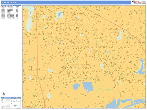 Placentia California Wall Map (Basic Style) by MarketMAPS - MapSales