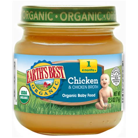 Earth's Best Organic Stage 1, Chicken & Chicken Broth Baby Food, 2.5 oz Jar - Walmart.com ...