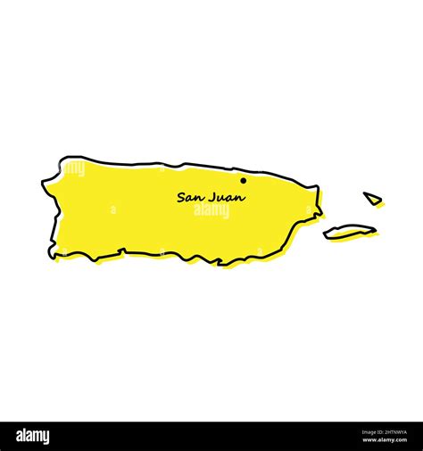 Mapa sencillo de Puerto Rico con ubicación en la capital. Diseño ...