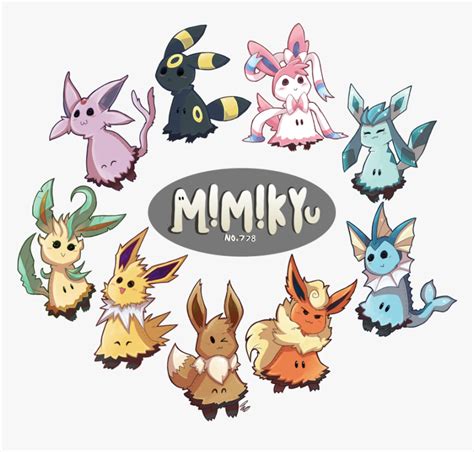 Eeveelutions Drawing Love - Pokemon Eevee Evolution Mimikyu, HD Png ...