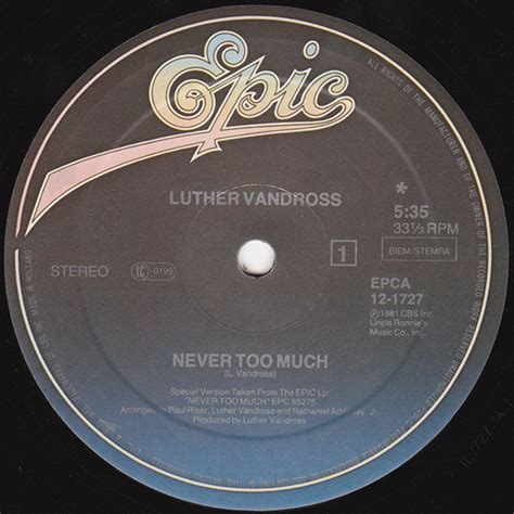 Luther Vandross – Never Too Much (1981, Vinyl) - Discogs