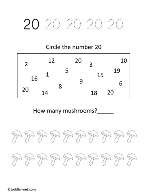 Free Printable Number 20 Worksheet