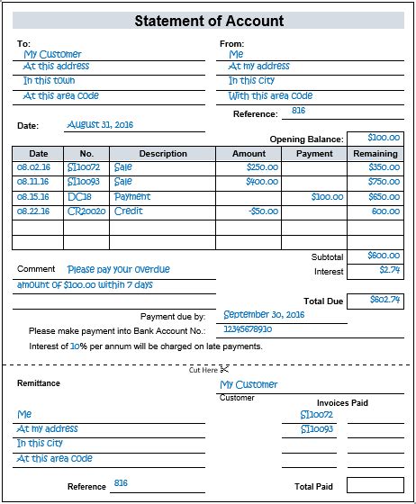 Ideal Sample Statement Of Account Excel Format Spider Chart Template