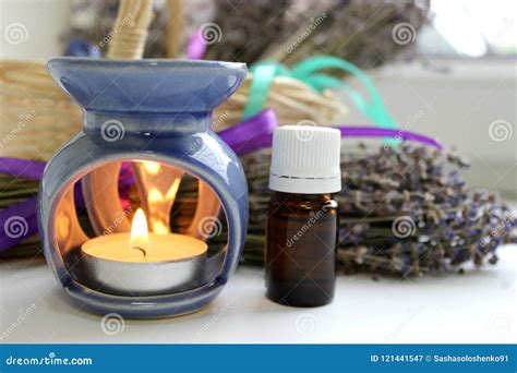 Aromatherapy, Essential Oil and Lavender Flowers Stock Image - Image of ...