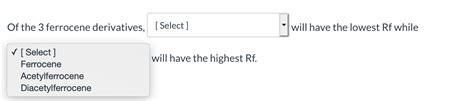 Solved: Of The 3 Ferrocene Derivatives, [Select] Will Elut... | Chegg.com