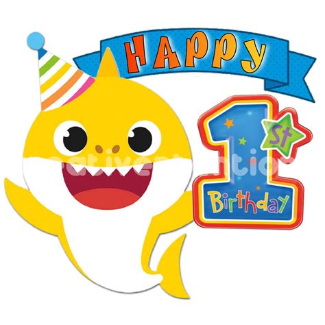 Baby Shark Printable PNG Invitation Birthday Cards Logo for - Etsy