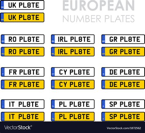 European number plates Royalty Free Vector Image